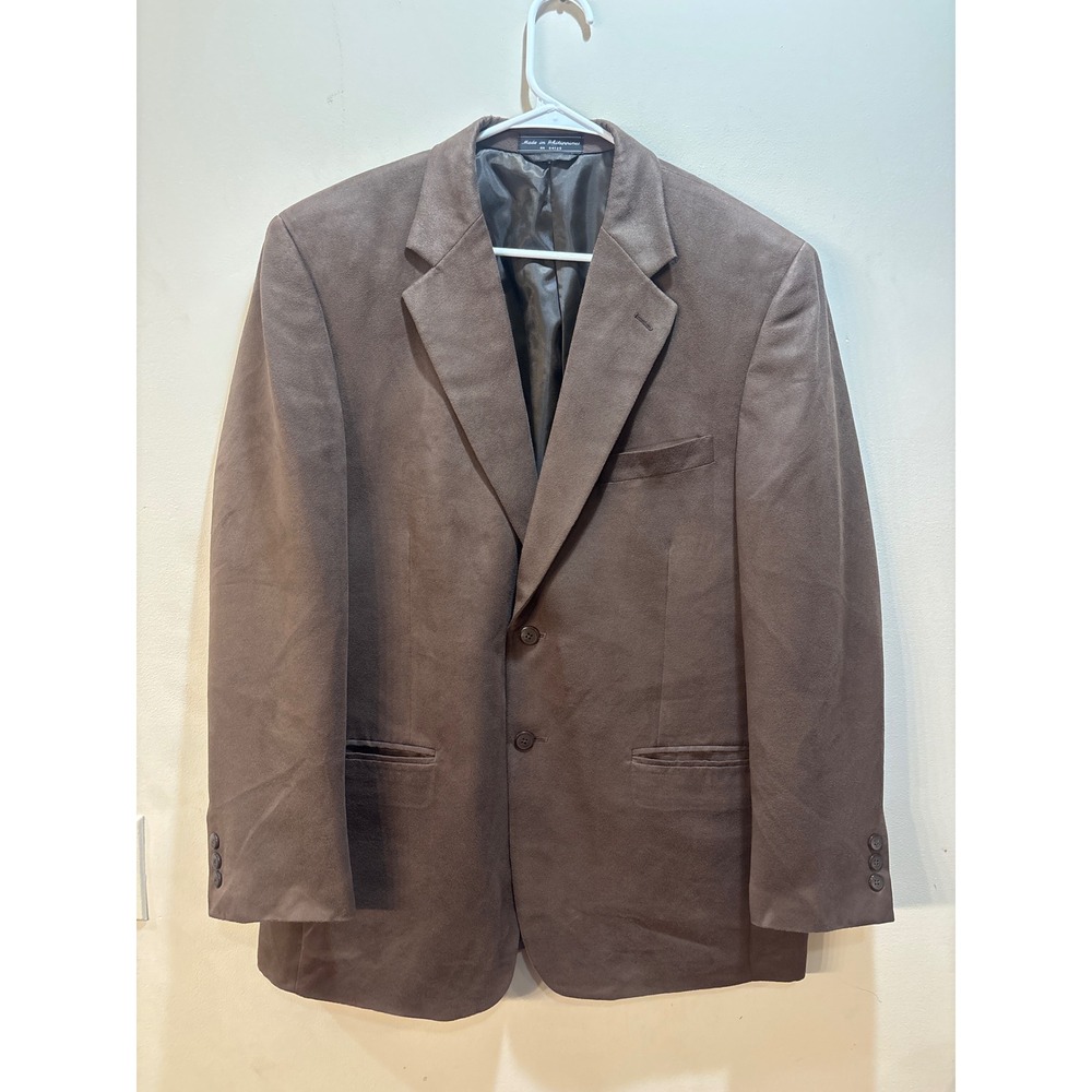 Bert Pulitzer Supra Suede Blazer Mens 42R Brown Faux Suede 2 Button Sport Coat